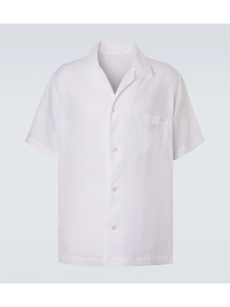 Cămașă de in Brioni de in alb