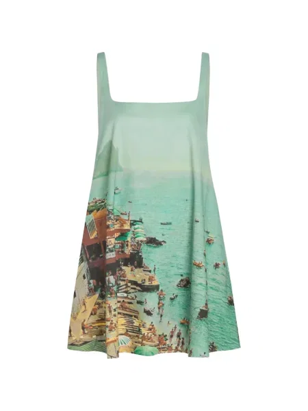 Rochie mini Staud fără mâneci cu imagine verde