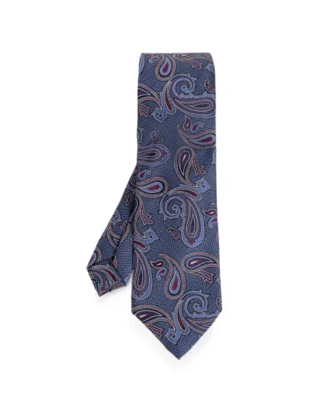 Cravată Etro de mătase cu model paisley albastru