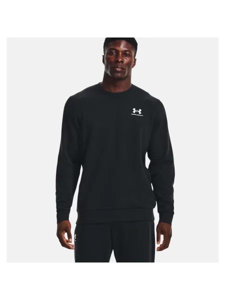 Pánska mikina Under Armour Essential Fleece Crew black/white biela