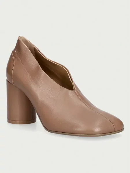 Maison Margiela γόβες block heel γυναικείες δερμάτινες καφέ