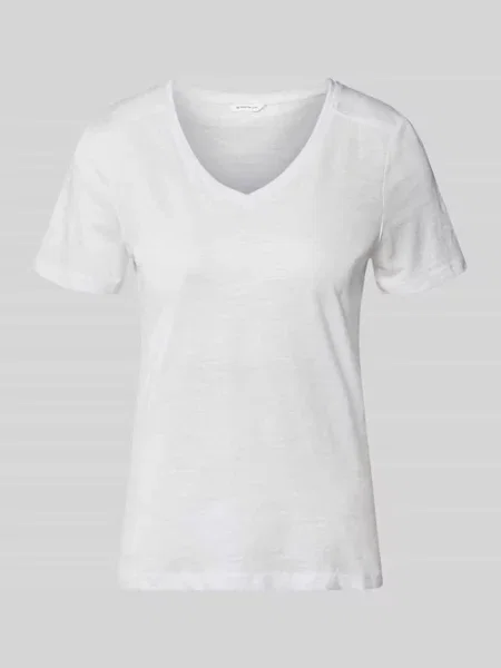 T-shirt o kroju regular fit z czystej bawełny Tom Tailor biała