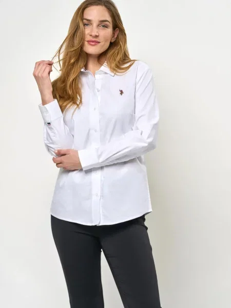 U.S. POLO ASSN. Blúz UWGina barna / piros fehér