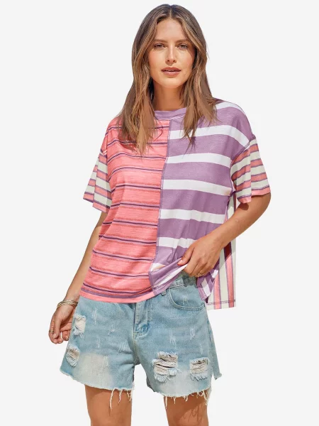 Imily Bela Tricou lila / mov lavandă / roșu deschis alb