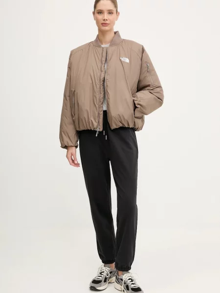 The North Face kurtka bomber Choqa zimowa oversize brązowy