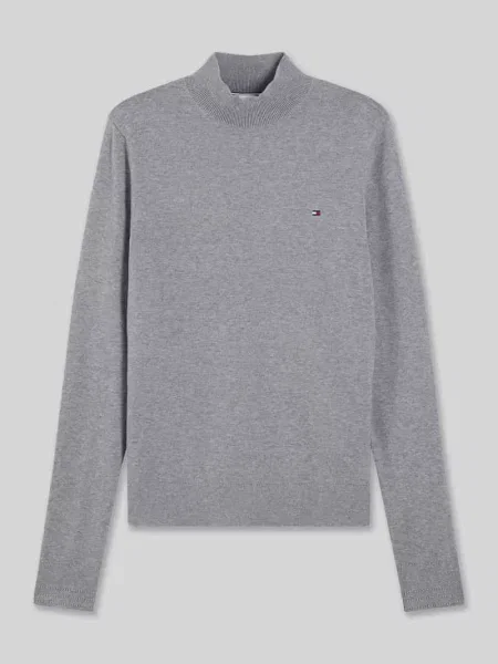 Bluzka z długim rękawem o kroju slim fit z golfem typu mock neck Tommy Hilfiger szara