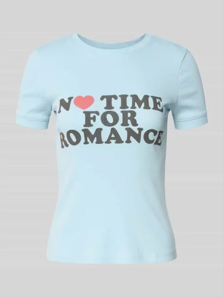 T-shirt z efektem prążkowania i napisem Jake*s Casual błękitna