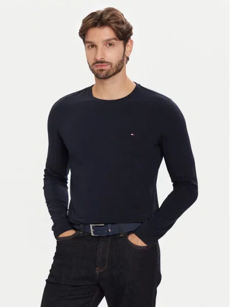 Tommy Hilfiger Majica z dolgimi rokavi Stretch Tee Mornarsko modra