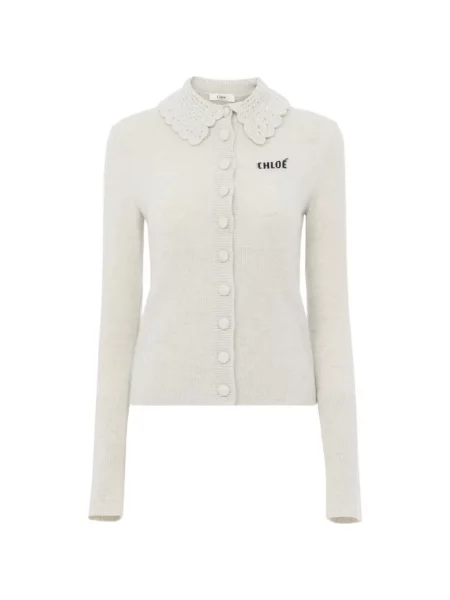 Gulerat cardigan Chloé cu autograf gri
