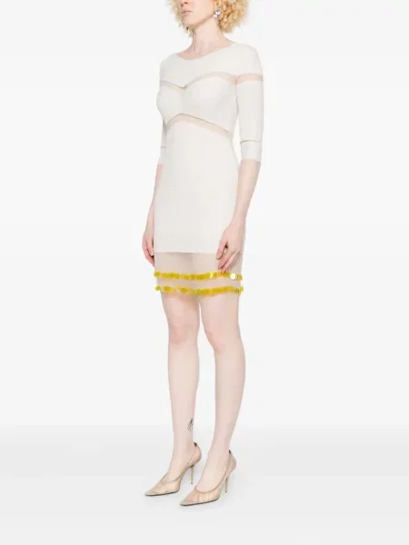 Rochie Gemy Maalouf transparente de costum alb