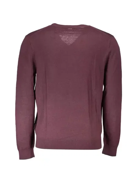 Sweter Napapijri z dekoltem w serek z logo fioletowy
