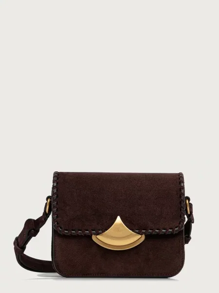 Sessun geantă crossbody pentru femei din piele întoarsă DIVILUZ maro