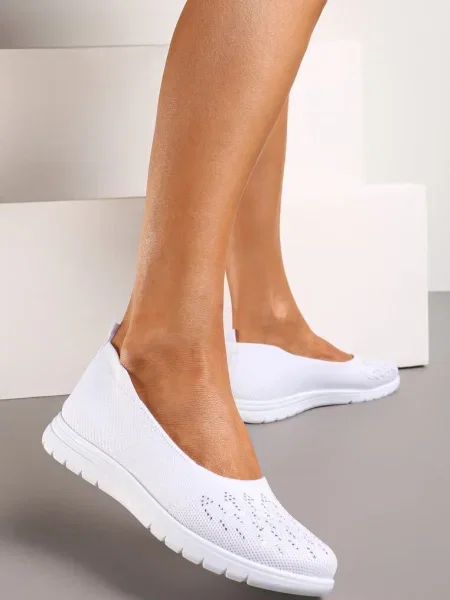 Tenisi Albi Platforma Lomadia cu Strasuri alb