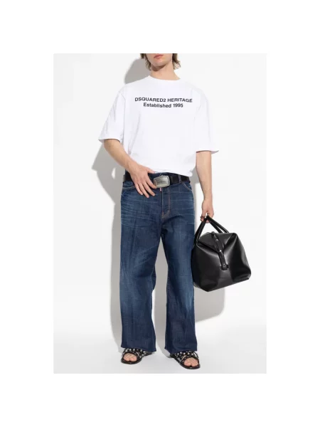 Szerokie jeansy Dsquared2 niebieskie