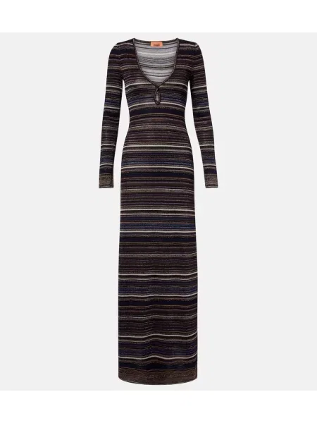 Rochie maxi Missoni cu dungi de costum maro