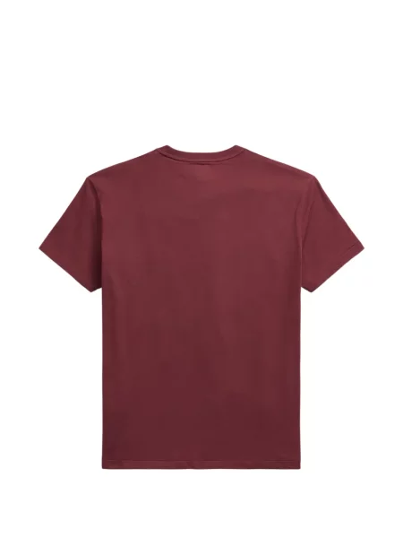 Fleece polo Polo Ralph Lauren με κέντημα με λαιμόκοψη v κόκκινο