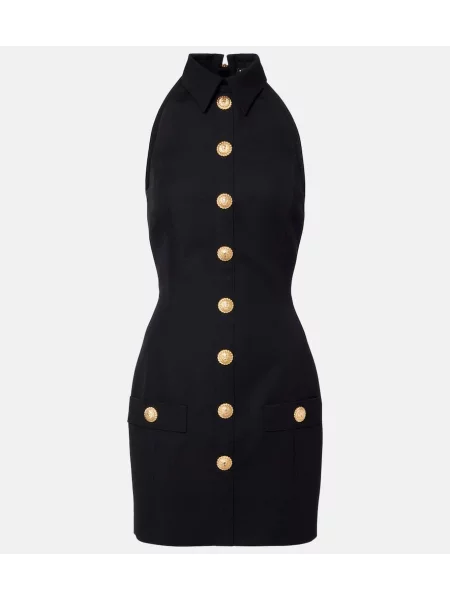 Rochie Balmain de lână cu gât halter negru