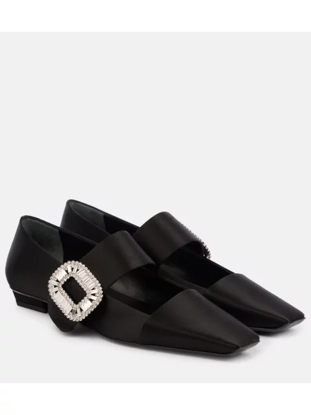 Balerini Roger Vivier din satin negru