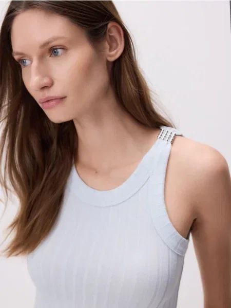 Reserved Топ з декоративною деталлю світло-блакитний блакитний