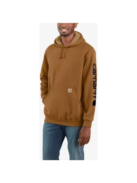 Bluza z kapturem Carhartt Sleeve Logo S brązowa