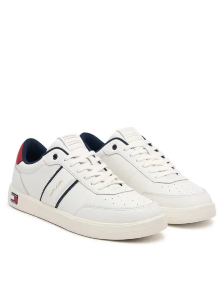 Tommy Jeans Laisvalaikio batai Lightweight Flag Leather Court balta