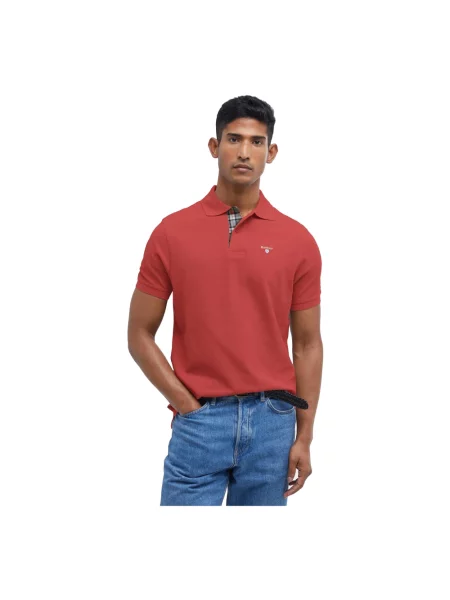 Koszulka polo Barbour w kratę czerwona