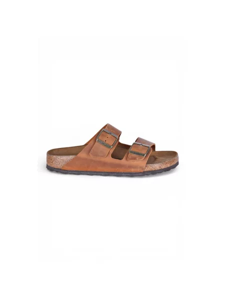Klapki Birkenstock skórzane brązowe