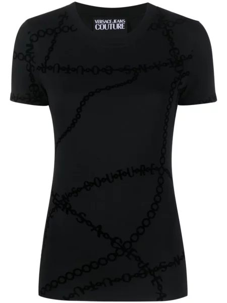 Tricou Versace Jeans Couture cu imagine cu decolteu rotund negru