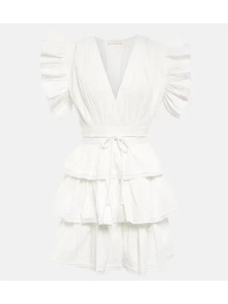 Rochie Ulla Johnson cu volane din poplin alb