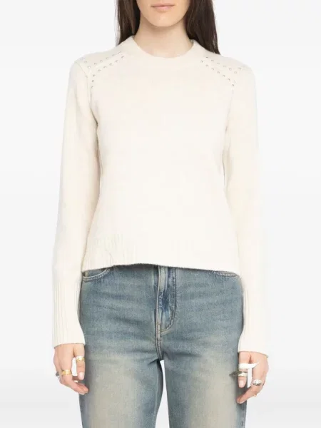 Pulover Zadig&voltaire cu decolteu rotund alb
