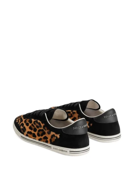 Sneakerși Dolce & Gabbana din piele de căprioară cu imagine cu model leopard maro