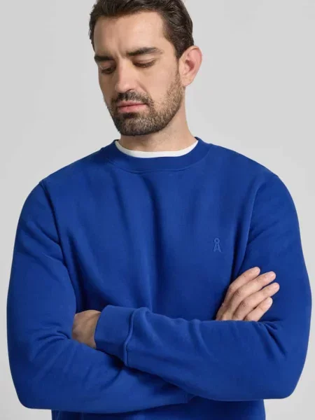 Bluza o kroju regular fit z czystej bawełny model BAARO FLEECE' Armedangels niebieska