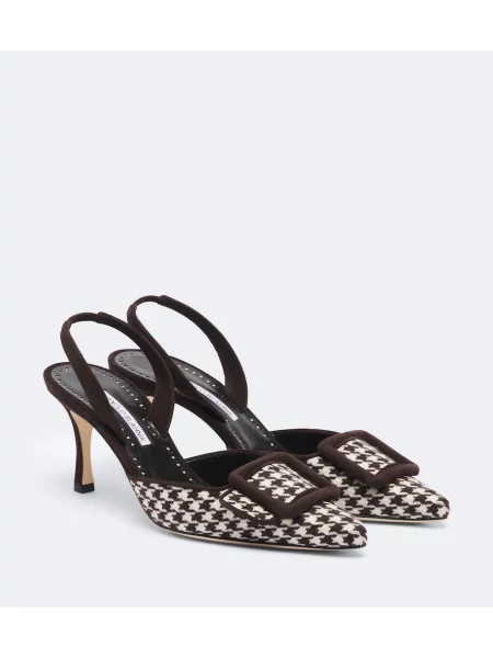 Pantofi cu toc Manolo Blahnik cu model pepito slingback maro
