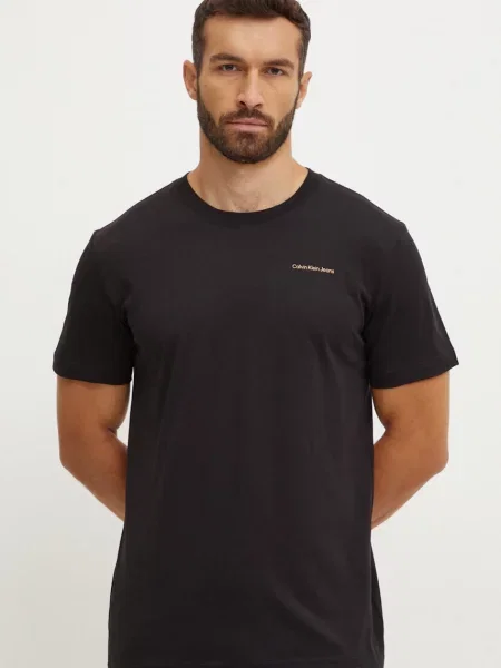 Къс тениска Calvin Klein Jeans черно