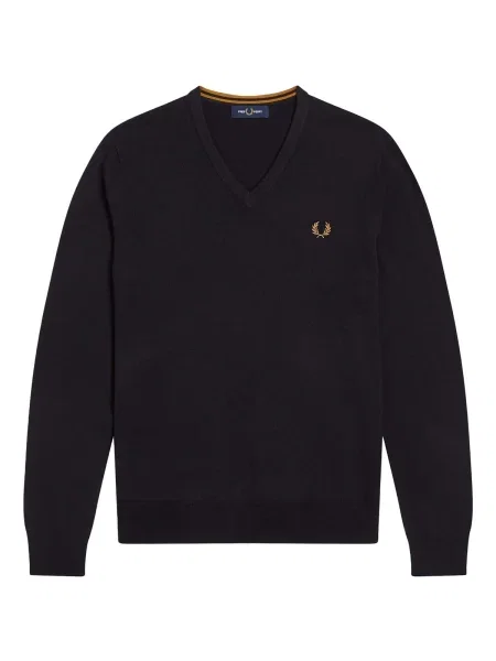 Klasický sveter Fred Perry s výstrihom do v modrá