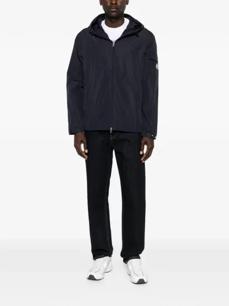 Geacă Moncler cu glugă albastru
