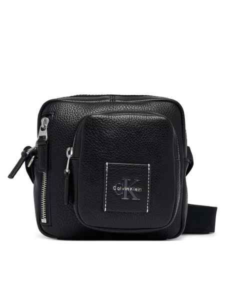 Calvin Klein Torbica za okrog pasu Bold Pebble Square Crossbody črna