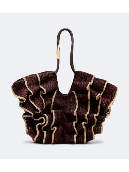 Geantă shopper Zimmermann cu volane maro