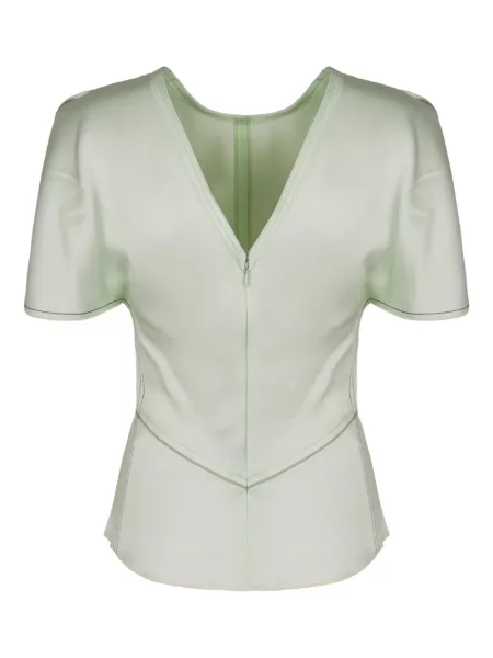 Bluză Victoria Beckham cu decolteu rotund scurtă verde