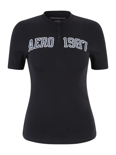AÉROPOSTALE Tricou albastru porumbel / negru alb