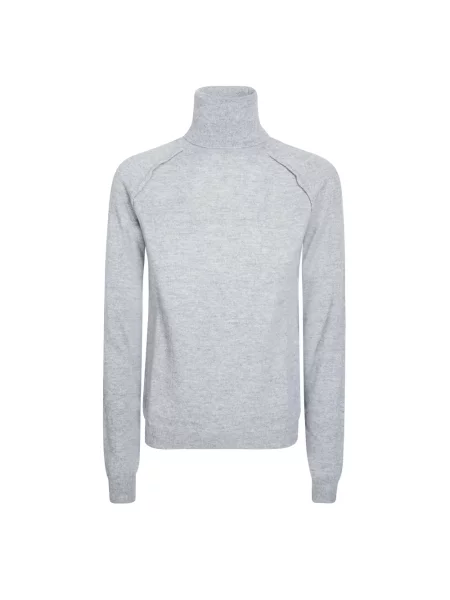 Lniany sweter z golfem Dondup szary