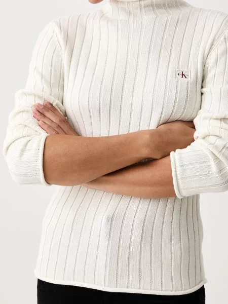 Calvin Klein Jeans Sweter Kremowy beżowy