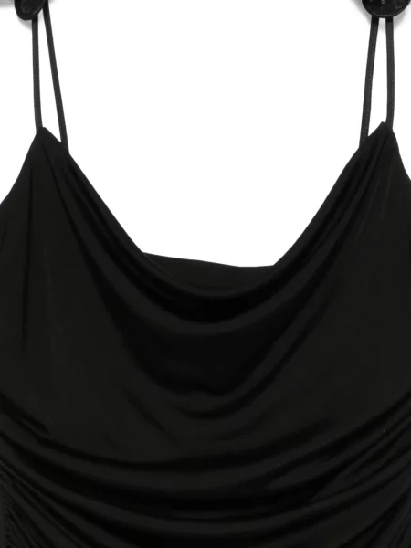 Top David Koma w kwiatki z naszywkami czarny