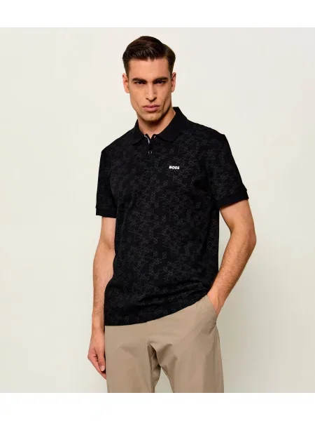 Tricou polo Boss Green negru