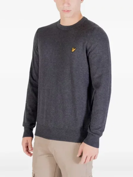Pulover Lyle & Scott cu autograf gri