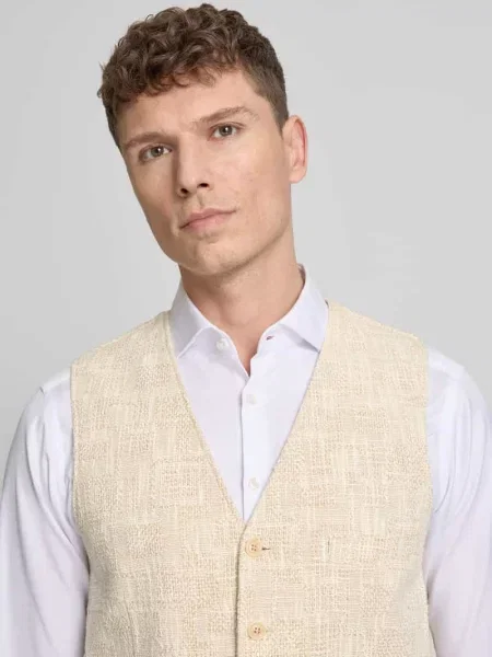 Kamizelka z dekoltem w serek model Morley' Cg - Club Of Gents beżowa
