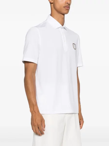 Tricou polo Brunello Cucinelli cu autograf alb