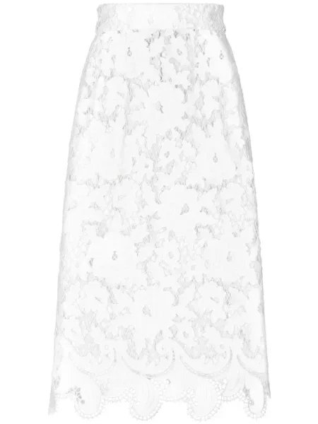 Fustă Dolce & Gabbana cu broderie cu model floral business alb