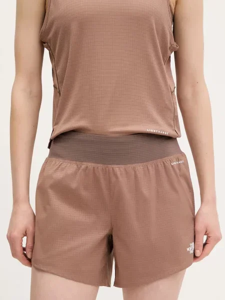 The North Face sport rövidnadrág Sunriser női mintás magas derekú barna