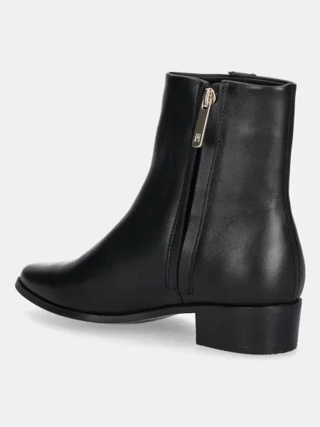 Kožené kotníkové boty Tommy Hilfiger TH LEATHER POINTY BOOTIE na černá